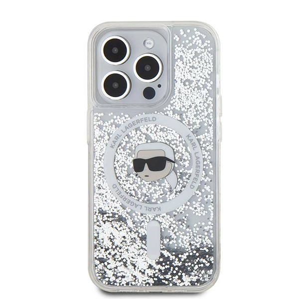 Karl Lagerfeld Liquid Glitter Karl Head MagSafe dėklas skirtas iPhone 15 Pro – permatomas - Image 3