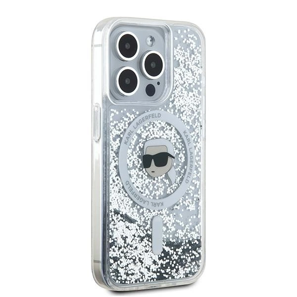 Karl Lagerfeld Liquid Glitter Karl Head MagSafe dėklas skirtas iPhone 15 Pro – permatomas - Image 4