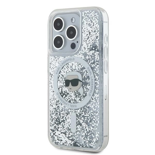 Karl Lagerfeld Liquid Glitter Karl Head MagSafe dėklas skirtas iPhone 15 Pro Max – permatomas - Image 2