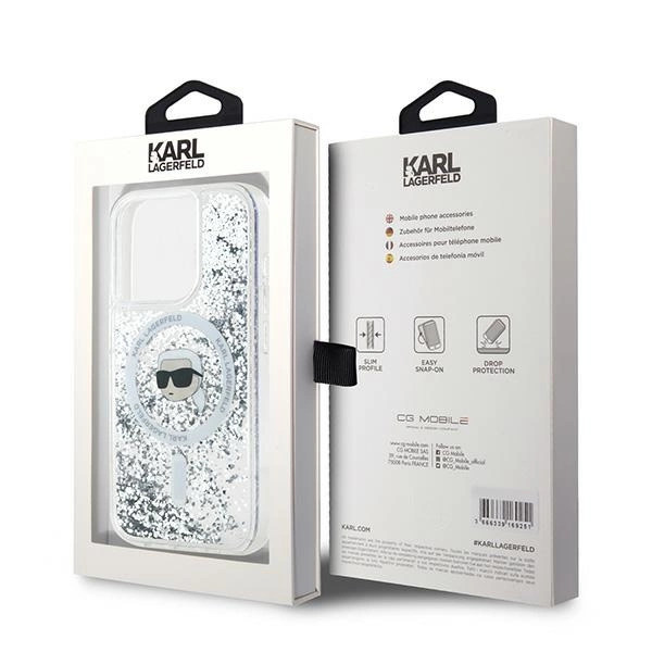 Karl Lagerfeld Liquid Glitter Karl Head MagSafe dėklas skirtas iPhone 15 Pro Max – permatomas - Image 8