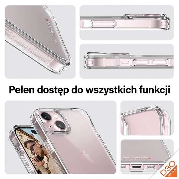 PanzerGlass Bundle 3in1 rinkinys permatomas dėklas + plėvelė + kameros apsauga skirtas iPhone 15 Plus - Image 7