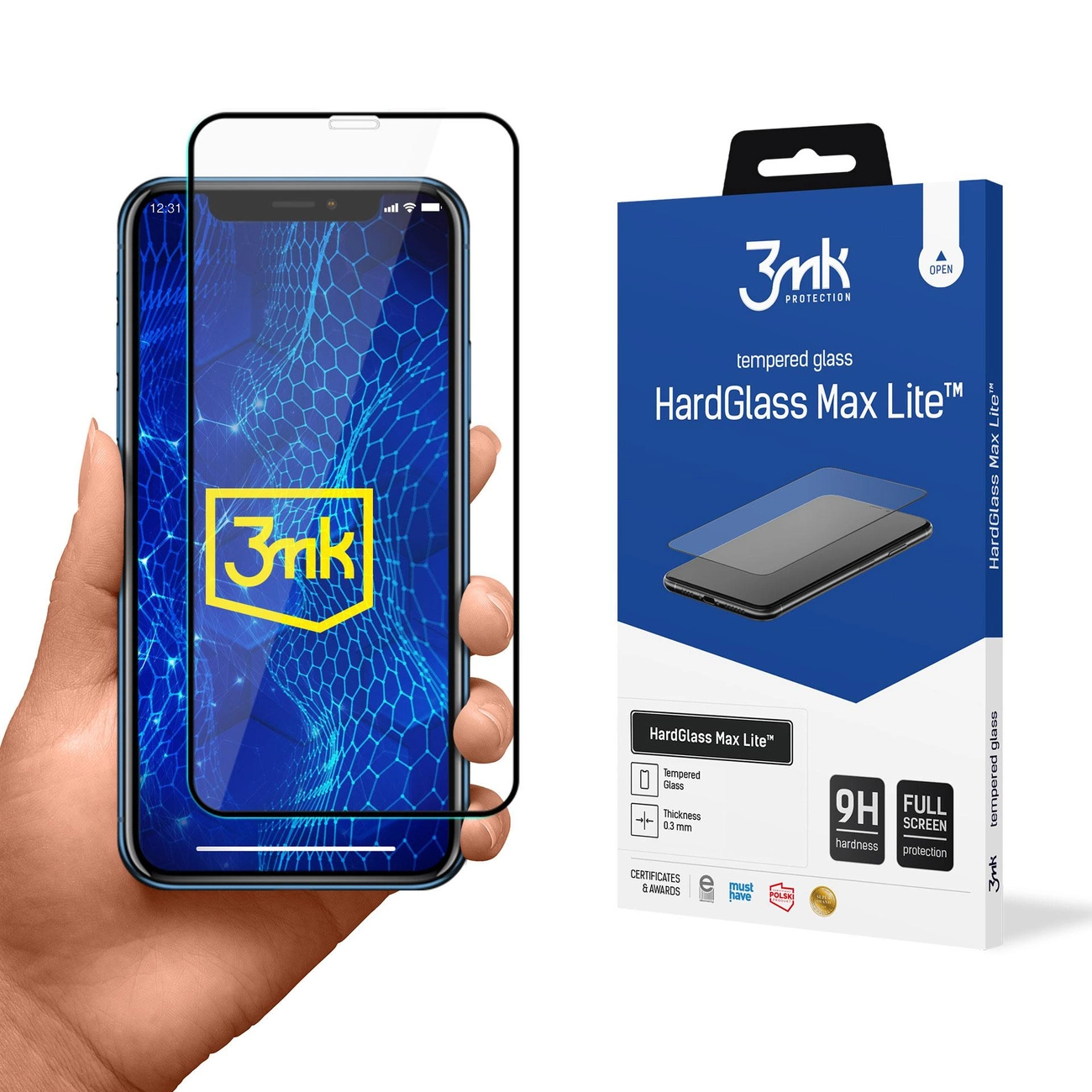 Tempered glass 3mk HardGlass Max Lite Black for Apple iPhone Xr