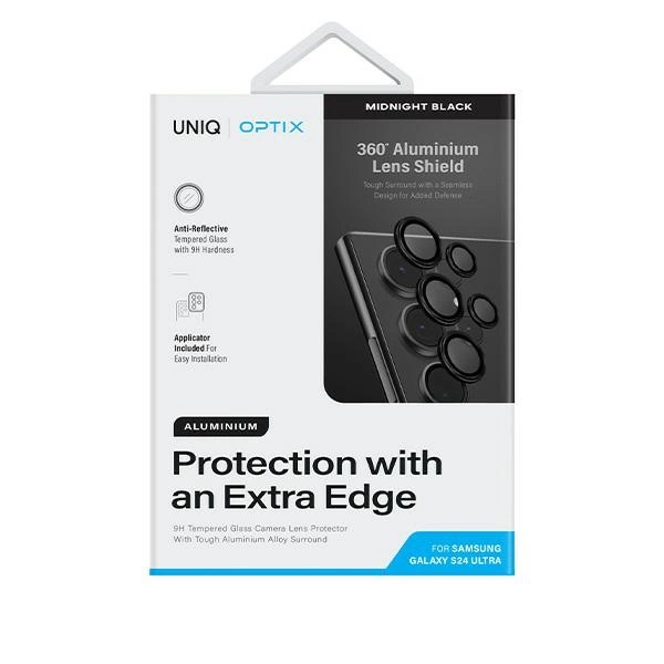 Uniq Optix Aliuminis kameros lęšio apsauga Samsung Galaxy S24 Ultra kameros lęšiui su aplikatoriumi - juodas - Image 2