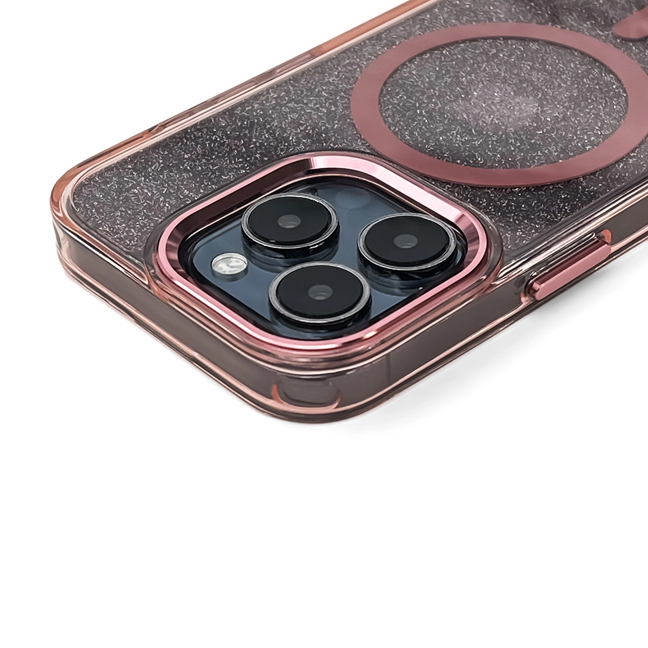 Glitter dėklas MagSafe iPhone 16 Pro Max - rožinis su blizgučiais - Image 2