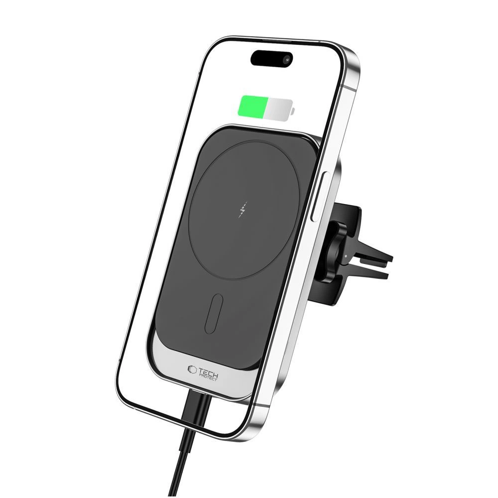 Tech-Protect CW19 MagSafe magnetinis automobilinis laikiklis su 15W indukciniu įkrovikliu oro angai - juodas - Image 2
