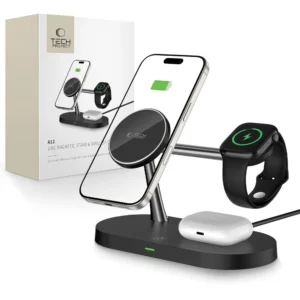 Tech-Protect A12 3in1 MagSafe Inductive Charger for Smartphone/Headphones/Smartwatch - Black