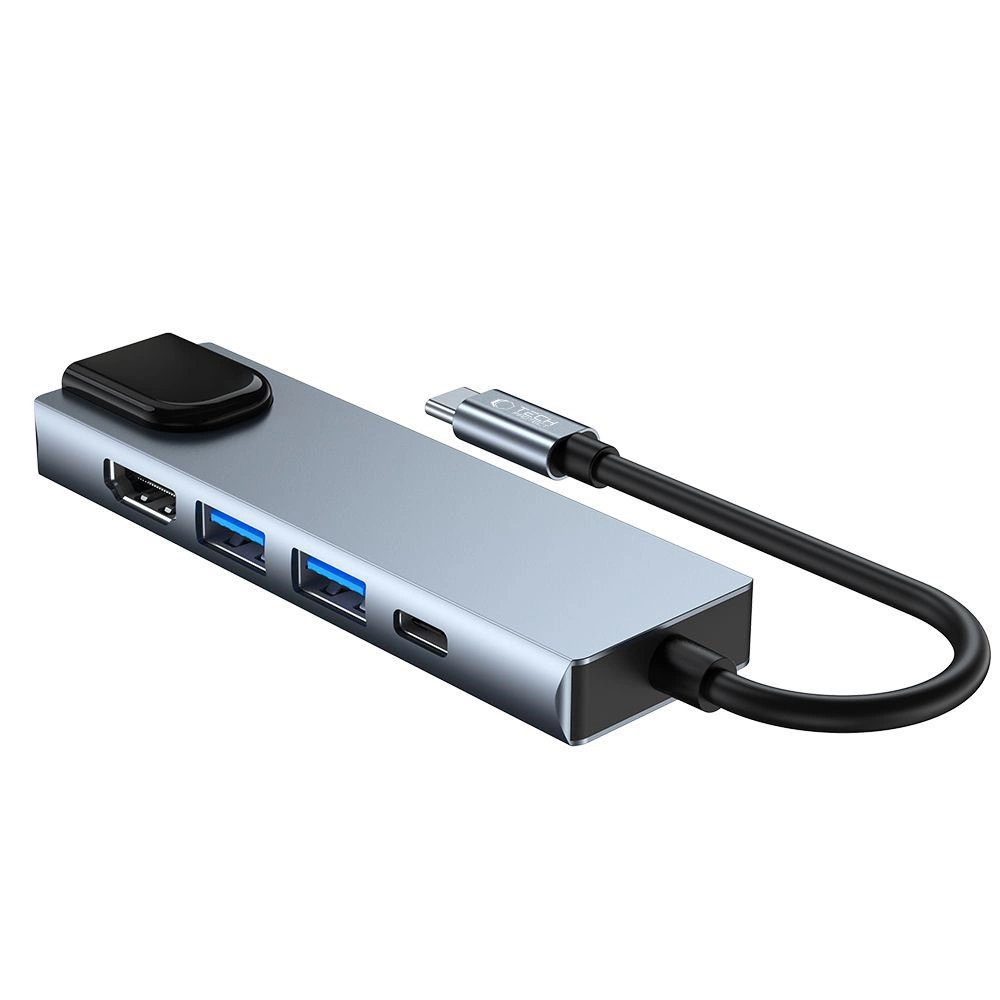 HUB Tech-Protect V3 5in1 USB-C - USB-A 3.0 / USB-A 2.0 / USB-C / HDMI / RJ45 - pilkas - Image 6