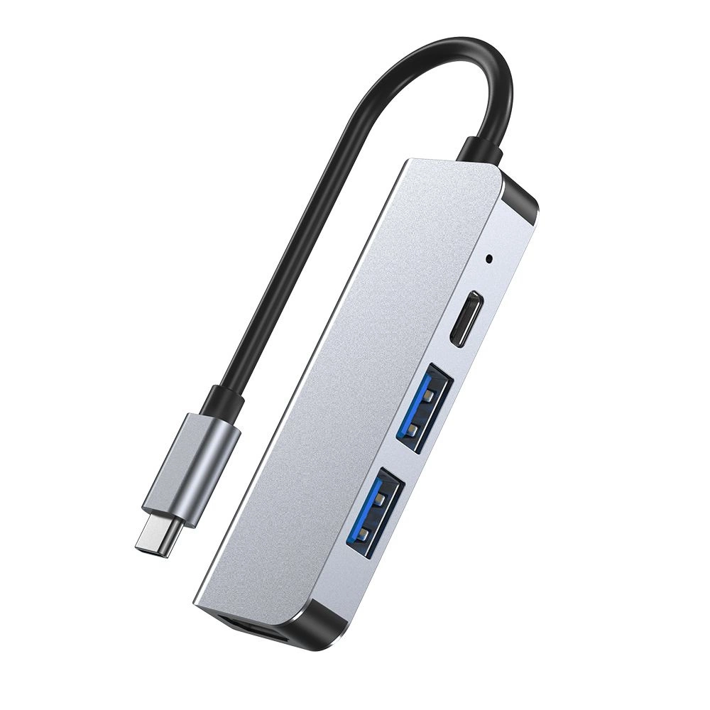 HUB Tech-Protect V2 4in1 USB-C - USB-A 3.0 / USB-A 2.0 / USB-C / HDMI - pilkas - Image 2