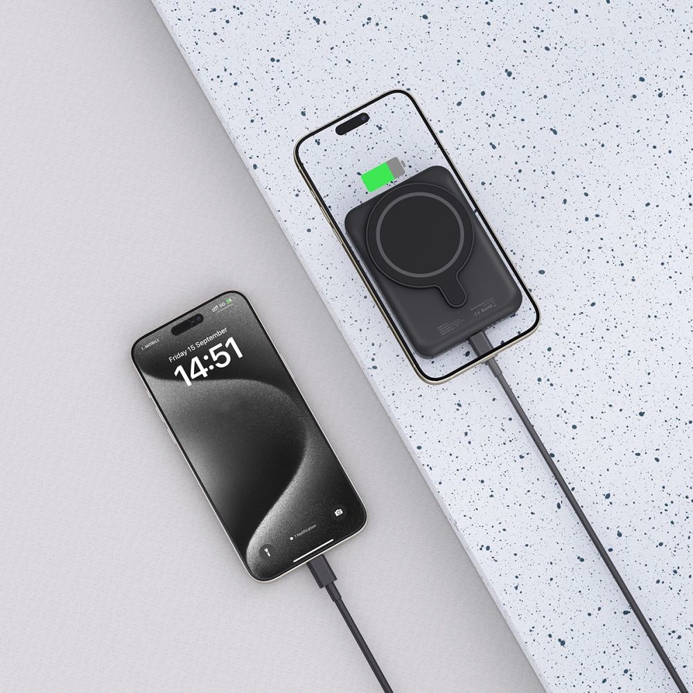 Tech-Protect LifeMag PB10 išorinė baterija su MagSafe 5000mAh 15W USB-C - juoda + USB-C laidas - Image 5