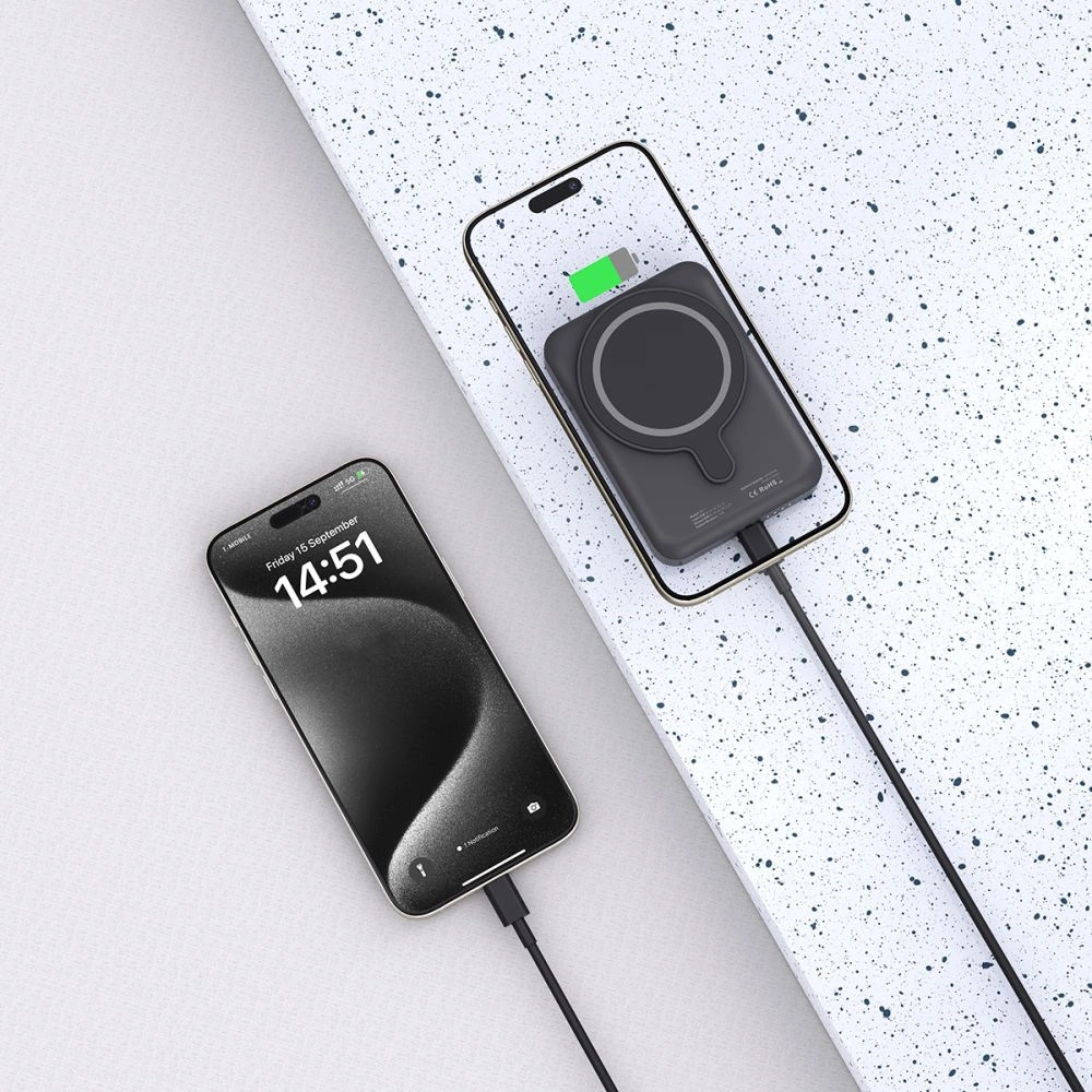 Tech-Protect LifeMag PB11 išorinė baterija su MagSafe 10000mAh 15W USB-C portu - juoda + USB-C kabelis - Image 6