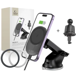Tech-Protect MM15W-V1 Car Phone Holder with MagSafe 15W Wireless Charger for Cockpit/Air Vent - Black