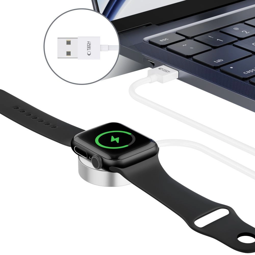 Tech-Protect UltraBoost magnetinis indukcinis įkroviklis su USB-A jungtimi Apple Watch 1.2 m - baltas - Image 4