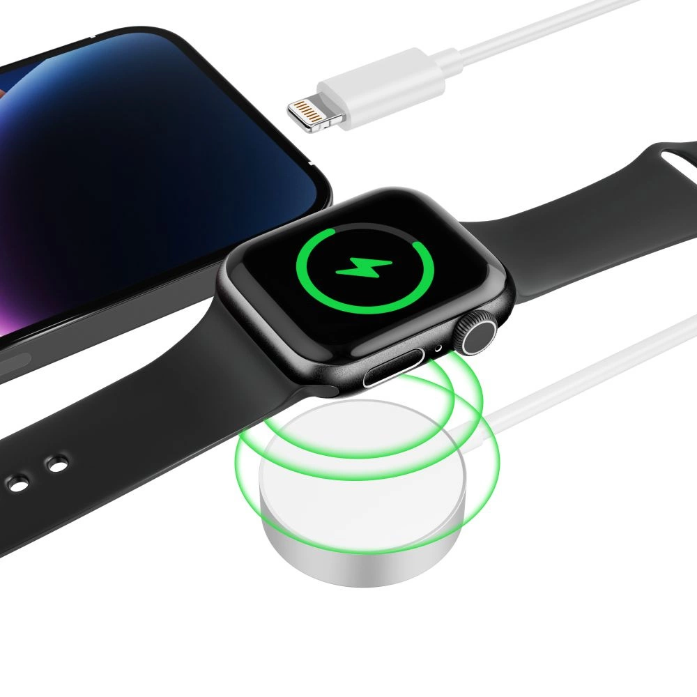 Tech-Protect UltraBoost 2in1 magnetinis įkroviklis su USB-C / Lightning kabeliais Apple Watch 1.5 m - baltas - Image 3