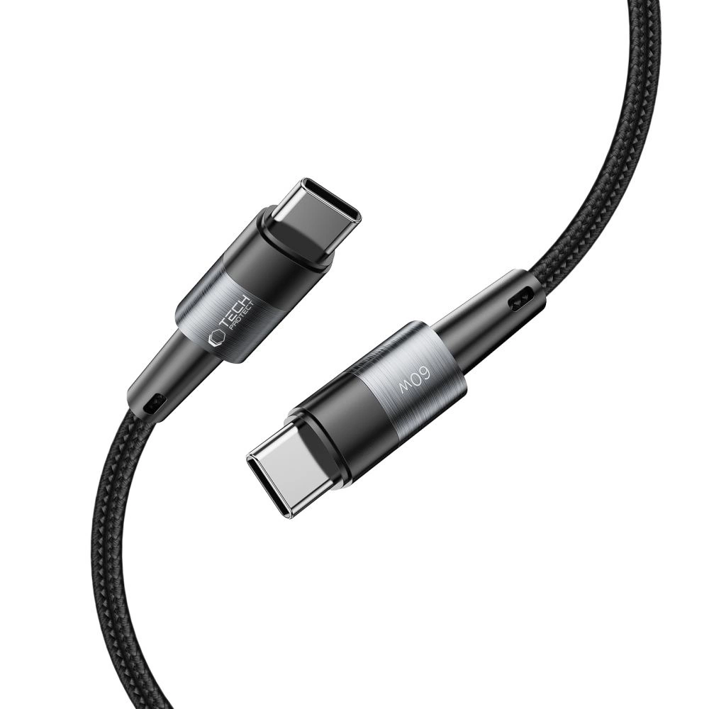 Tech-Protect UltraBoost USB-C / USB-C PD kabelis 60W 3A 1 m – pilkas - Image 4