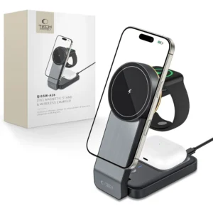 Tech-Protect QI15W-A28 MagSafe 3in1 Inductive Charger with Smartphone / Apple Watch / AirPods Stand - Black