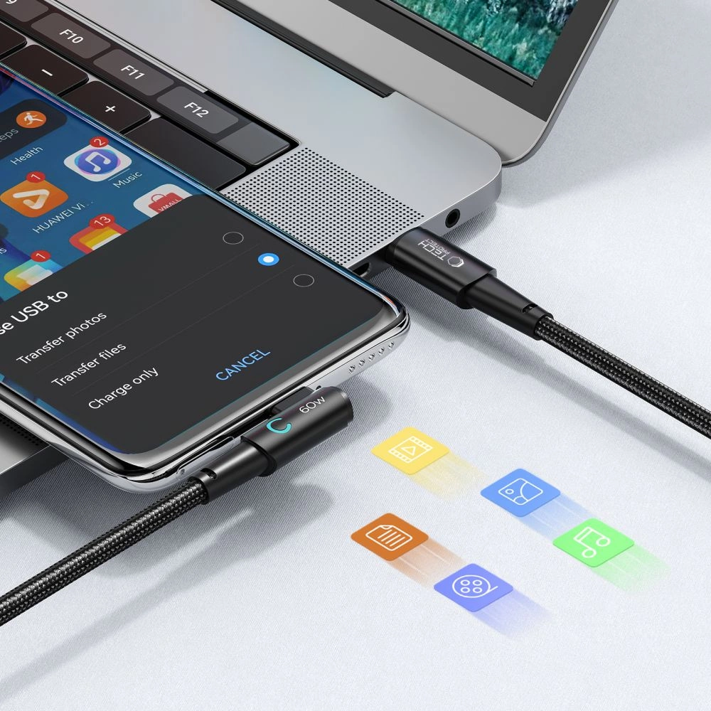 Tech-Protect UltraBoost L USB-C / USB-C 60W 6A kabelis 1 m – pilkas - Image 5