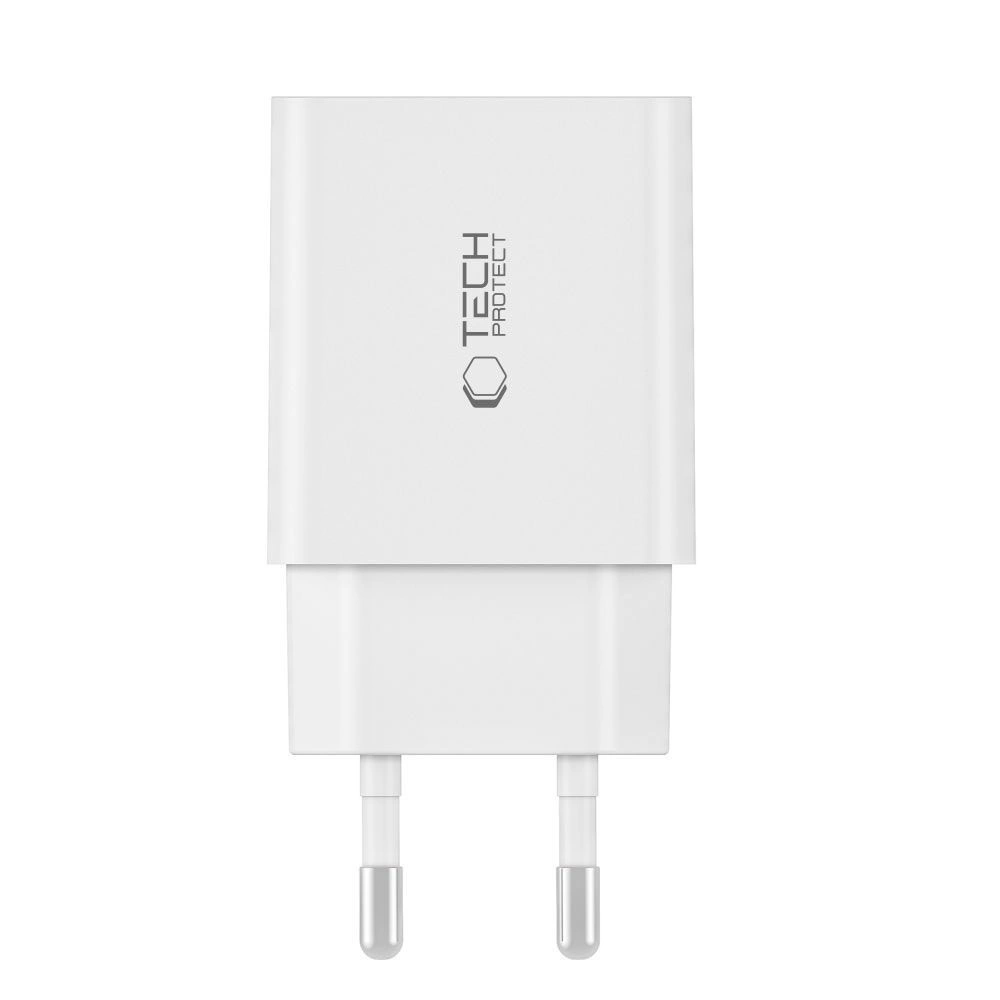 Tech-Protect C35W 2x USB-C PD 35W sieninis įkroviklis su USB-C / Lightning kabeliu – baltas - Image 4