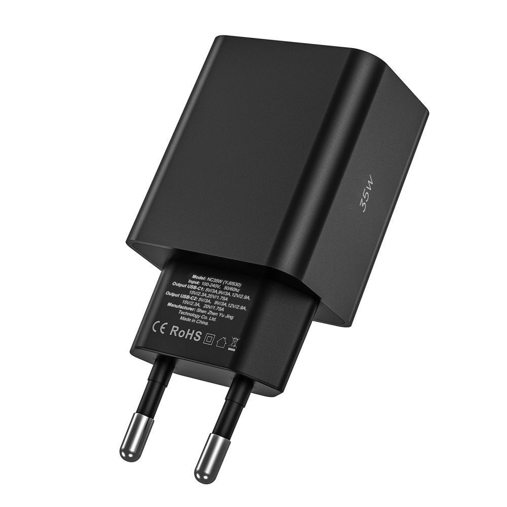 Tech-Protect C35W 2x USB-C PD 35W sieninis įkroviklis su USB-C / Lightning kabeliu – baltas - Image 6