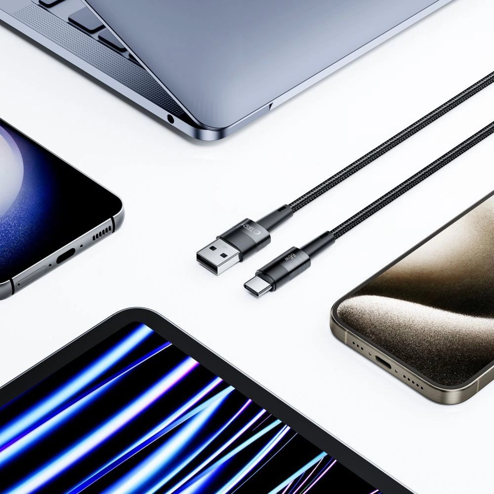 Tech-Protect UltraBoost USB-C / USB-A laidas 66W 6A 0.5m - pilkas - Image 5
