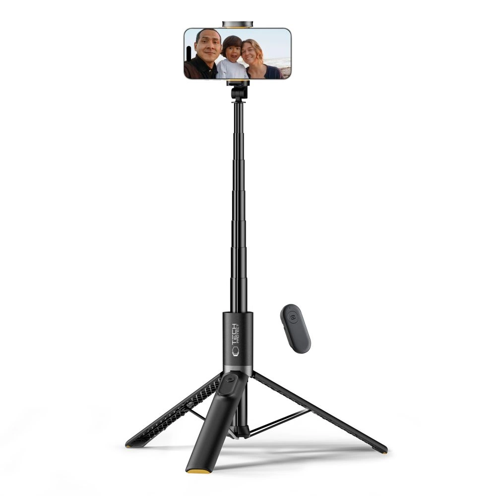 Tech-Protect L08S Bluetooth selfie lazda su nuotolinio valdymo pultu, trikojus iki 141 cm - juoda - Image 7