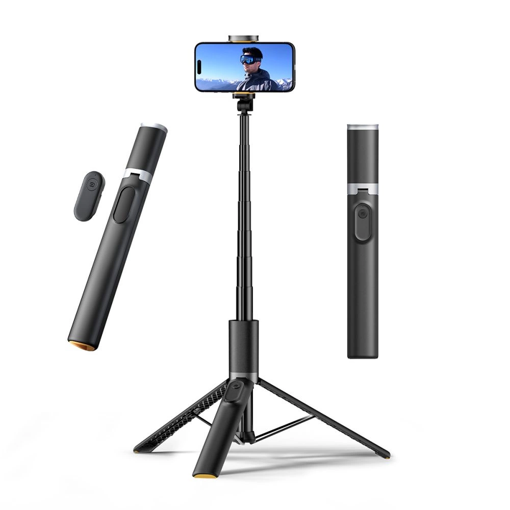Tech-Protect L08S Bluetooth selfie lazda su nuotolinio valdymo pultu, trikojus iki 141 cm - juoda - Image 3