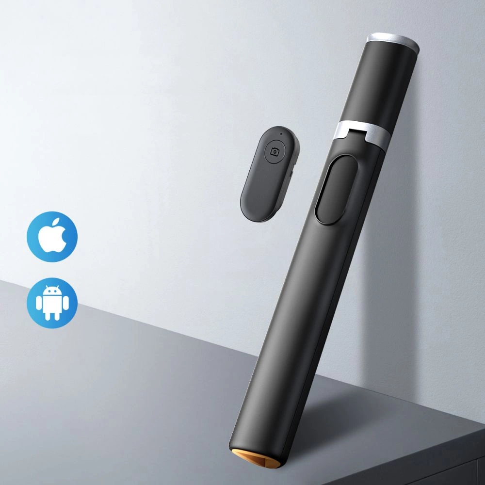 Tech-Protect L08S Bluetooth selfie lazda su nuotolinio valdymo pultu, trikojus iki 141 cm - juoda - Image 5