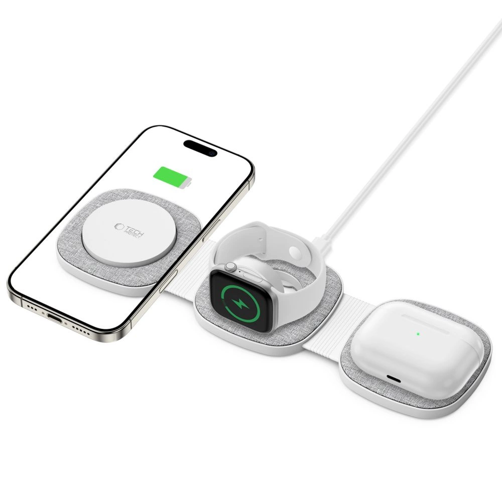 Tech-Protect QI15W-A32 3in1 indukcinis įkroviklis su MagSafe telefonui / Apple Watch / AirPods - pilkas - Image 2