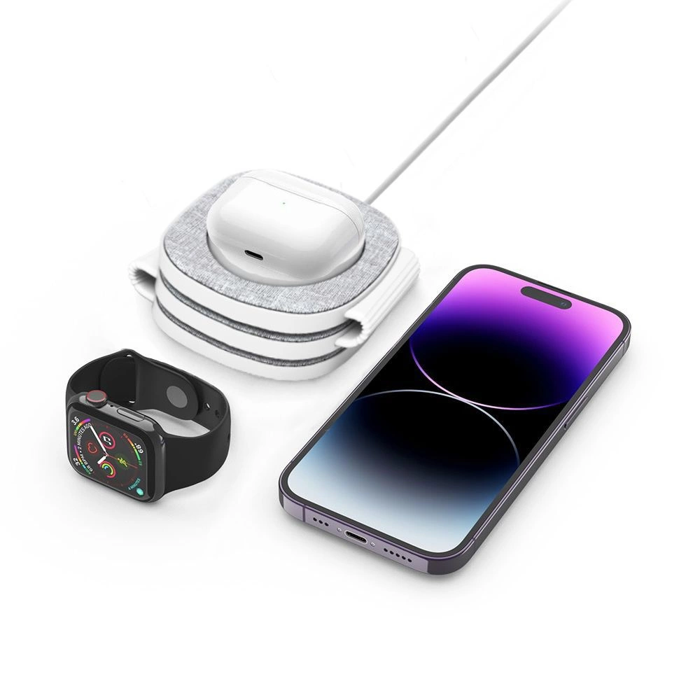 Tech-Protect QI15W-A32 3in1 indukcinis įkroviklis su MagSafe telefonui / Apple Watch / AirPods - pilkas - Image 4