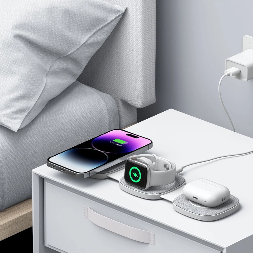 Tech-Protect QI15W-A32 3in1 indukcinis įkroviklis su MagSafe telefonui / Apple Watch / AirPods - pilkas - Image 7