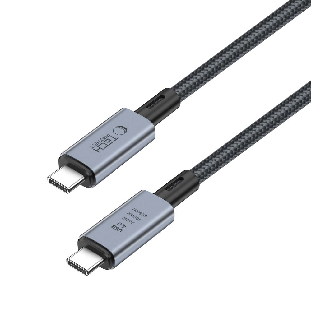 Tech-Protect UltraBoost Max USB-C 4.0 / USB-C 4.0 PD kabelis 240W 8K 40Gbps 1 m - pilkas - Image 4
