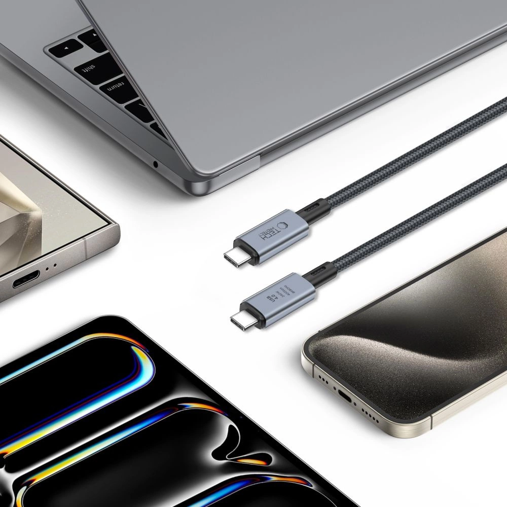 Tech-Protect UltraBoost Max USB-C 4.0 / USB-C 4.0 PD kabelis 240W 8K 40Gbps 2 m - pilkas - Image 5