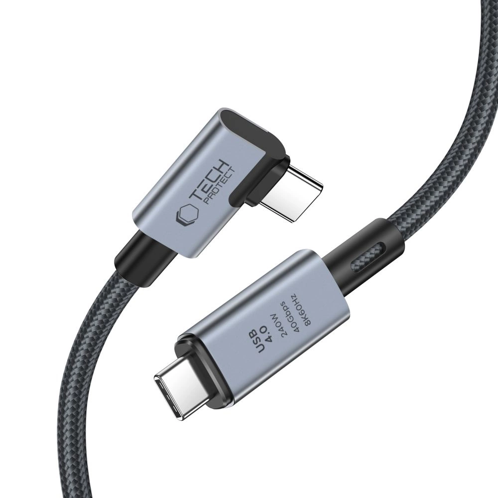 Tech-Protect UltraBoost Max L USB-C 4.0 (tiesus) / USB-C 4.0 (kampuotas) PD kabelis 240W 8K 40Gbps 1.5 m - pilkas - Image 2
