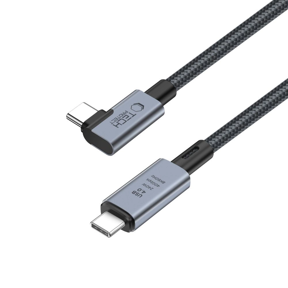 Tech-Protect UltraBoost Max L USB-C 4.0 (tiesus) / USB-C 4.0 (kampuotas) PD kabelis 240W 8K 40Gbps 1.5 m - pilkas - Image 3