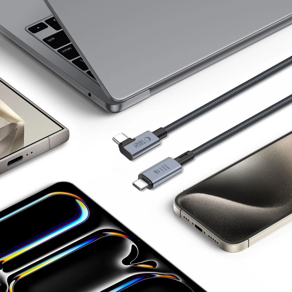Tech-Protect UltraBoost Max L USB-C 4.0 (tiesus) / USB-C 4.0 (kampuotas) PD kabelis 240W 8K 40Gbps 1.5 m - pilkas - Image 4