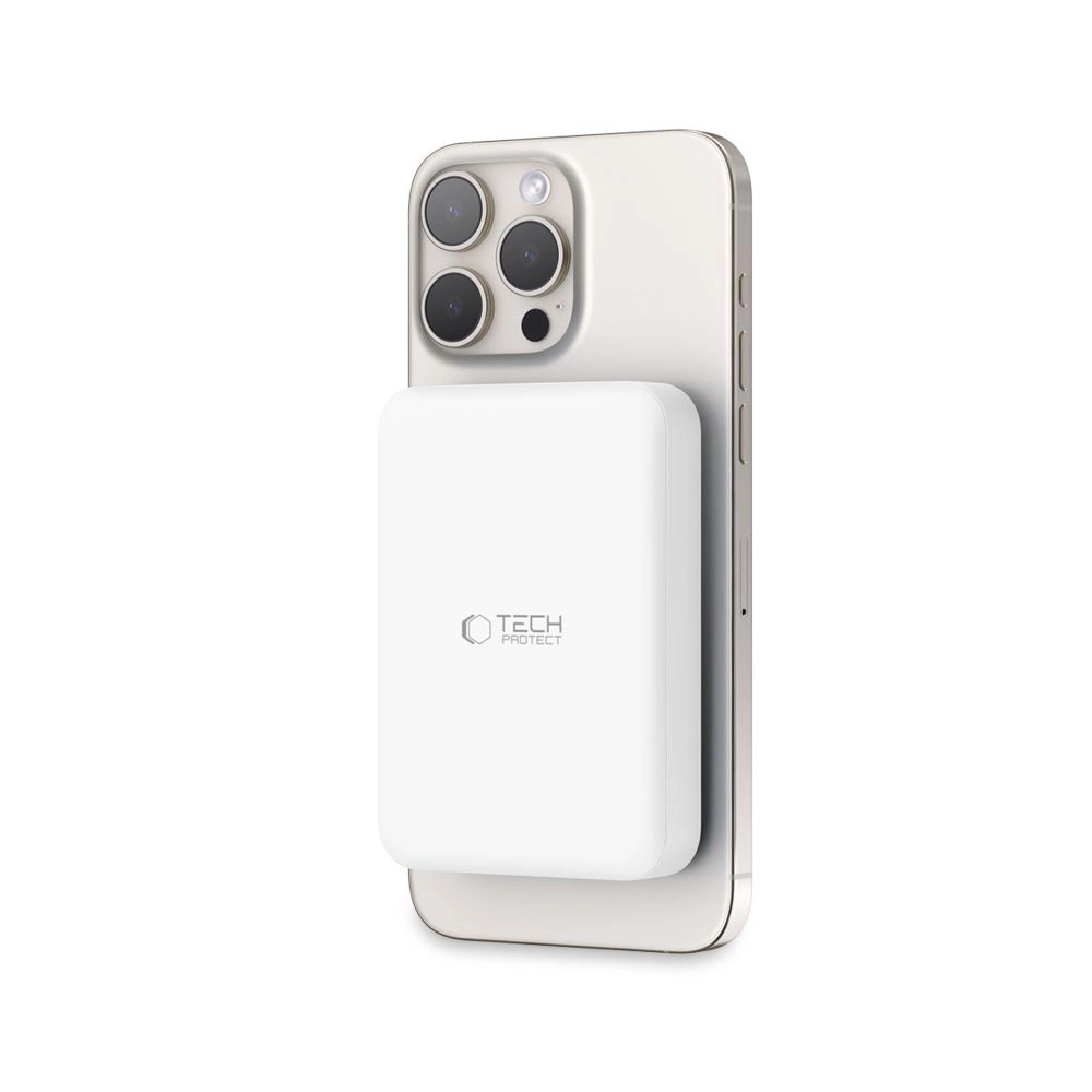 Tech-Protect LifeMag PB11 išorinė baterija su MagSafe 10000mAh 15W USB-C jungtimi - balta + USB-C kabelis - Image 9