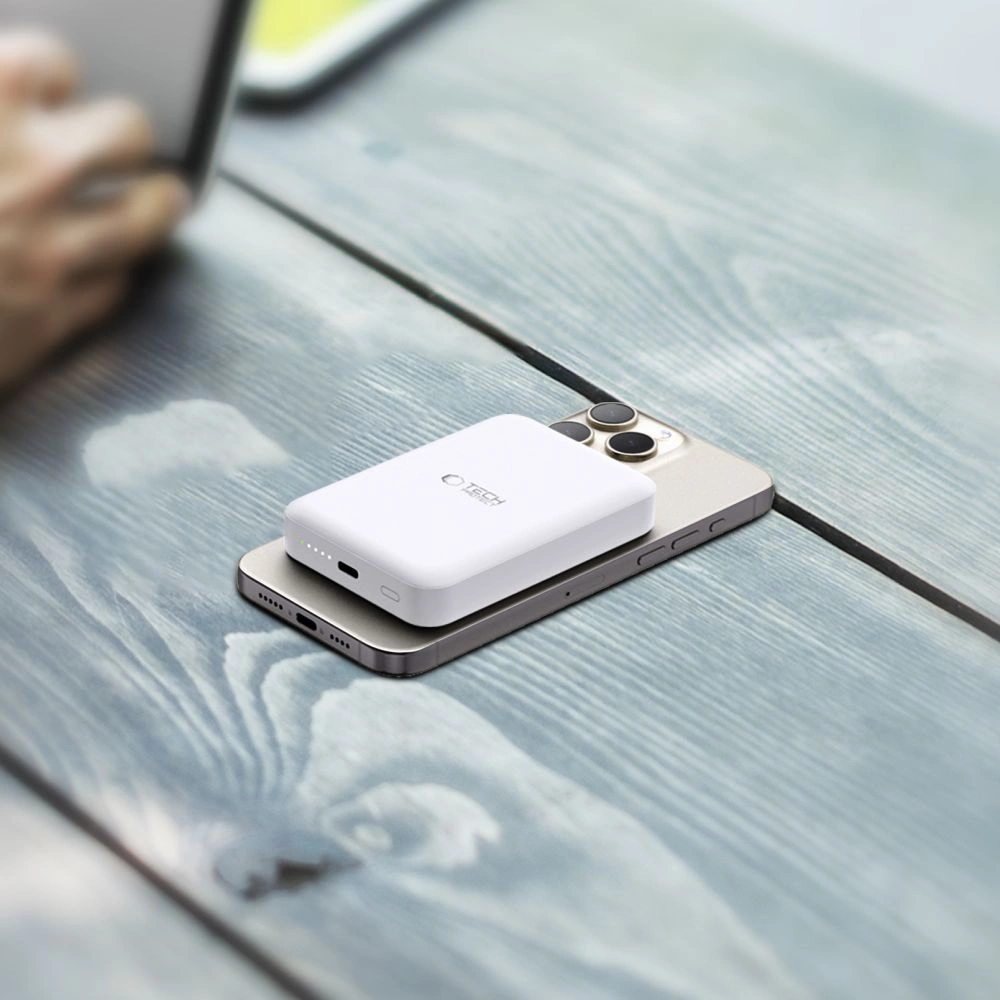 Tech-Protect LifeMag PB11 išorinė baterija su MagSafe 10000mAh 15W USB-C jungtimi - balta + USB-C kabelis - Image 8
