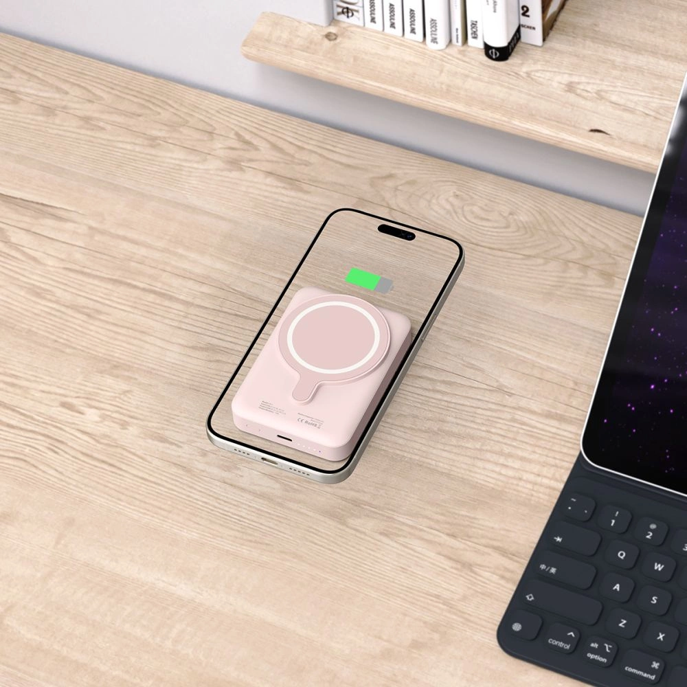 Tech-Protect LifeMag PB11 išorinė baterija su MagSafe 10000mAh 15W USB-C prievadas - rožinė + USB-C kabelis - Image 7