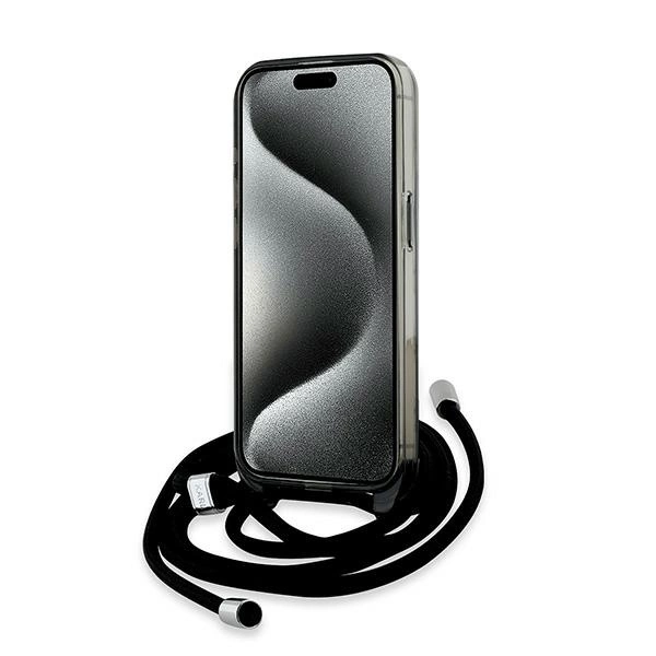 Karl Lagerfeld IML per petį nešiojamas monogramos Karl & Choupette galvos MagSafe dėklas iPhone 15 Pro - juodas - Image 4