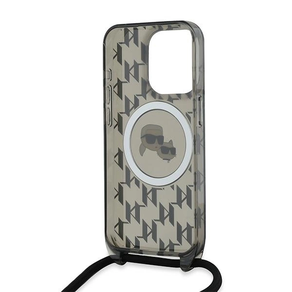 Karl Lagerfeld IML per petį nešiojamas monogramos Karl & Choupette galvos MagSafe dėklas iPhone 15 Pro - juodas - Image 6