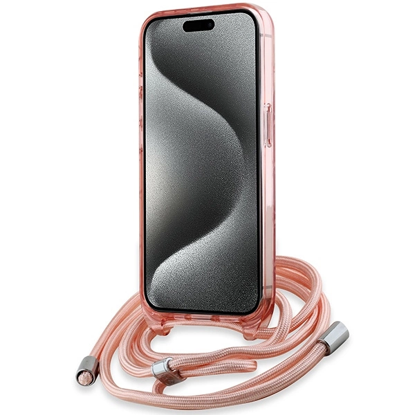 Karl Lagerfeld IML per petį nešiojamas monogramos Karl & Choupette galvos MagSafe dėklas iPhone 15 Pro - rožinis - Image 4