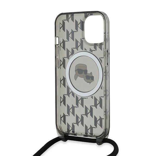 Karl Lagerfeld IML per petį nešiojamas monogramos Karl & Choupette galvos MagSafe dėklas iPhone 15 / 14 / 13 - juodas - Image 6