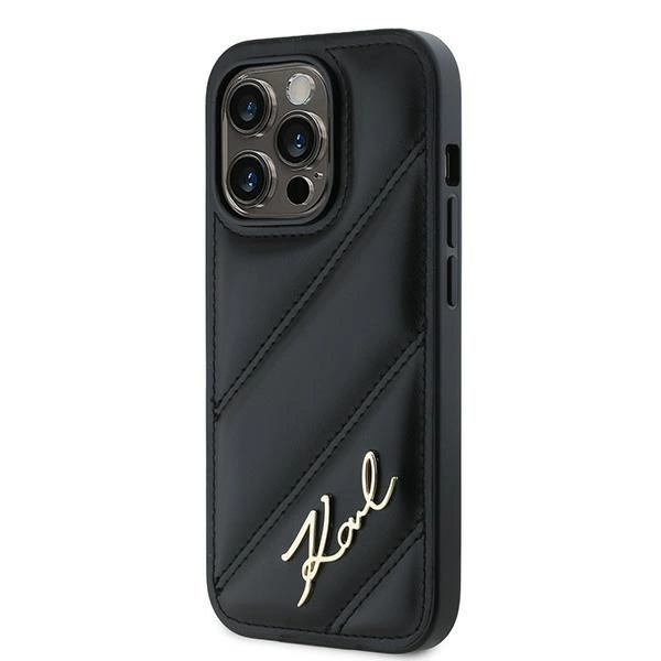 Karl Lagerfeld įstrižai siūtas raštuotas dėklas iPhone 14 Pro - juodas - Image 3