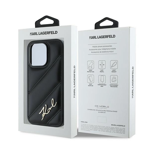 Karl Lagerfeld įstrižai siūtas raštuotas dėklas iPhone 14 Pro - juodas - Image 8
