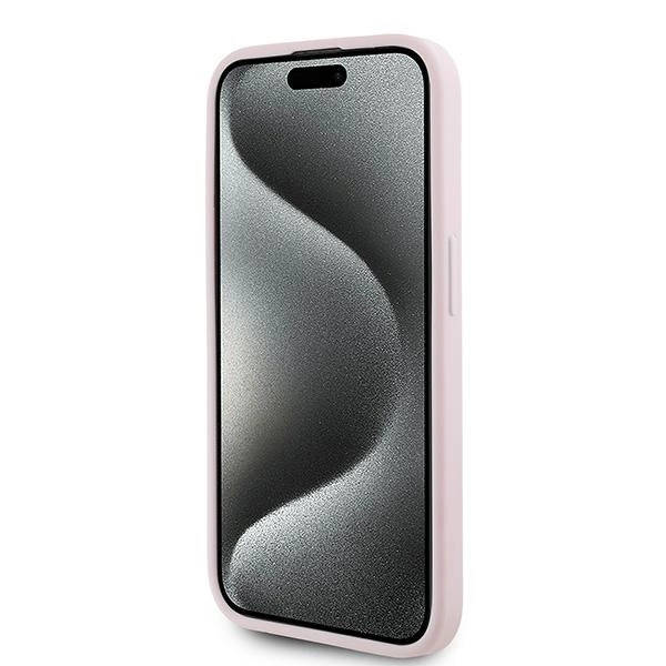 Karl Lagerfeld įstrižai siūtas raštuotas dėklas iPhone 15 Pro - rožinis - Image 5