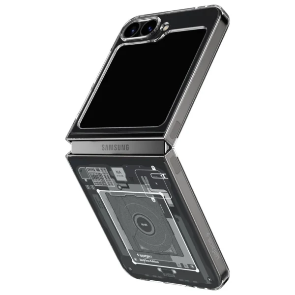 Spigen Airskin dėklas Samsung Galaxy Z Flip 6 – tamsiai pilkas (Zero One raštas) - Image 2