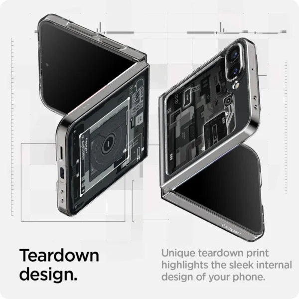 Spigen Airskin dėklas Samsung Galaxy Z Flip 6 – tamsiai pilkas (Zero One raštas) - Image 8