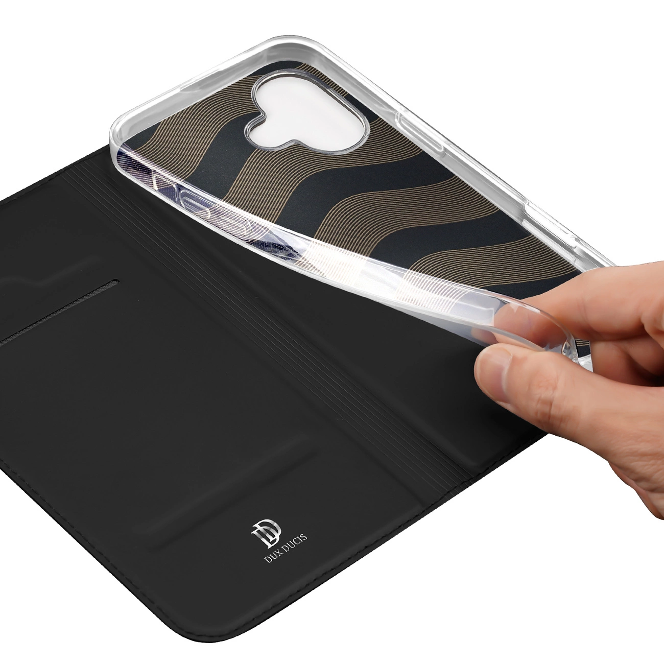 Dux Ducis Skin Pro dėklas iPhone 16 Plus su atverčiamu dangteliu ir kortelių skyriumi – juodas - Image 9