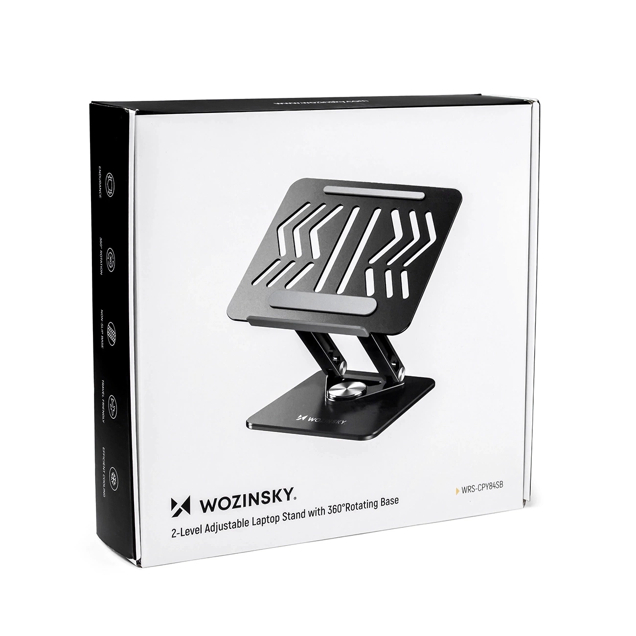 Wozinsky WRS-CPY84SB 360 aliuminio nešiojamųjų kompiuterių stovas + nemokamas išmaniojo telefono stovas – juodas - Image 4