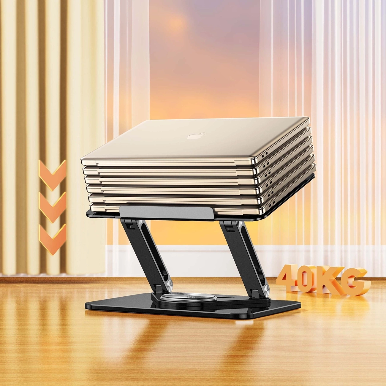 Wozinsky WRS-CPY84SB 360 aliuminio nešiojamųjų kompiuterių stovas + nemokamas išmaniojo telefono stovas – juodas - Image 7