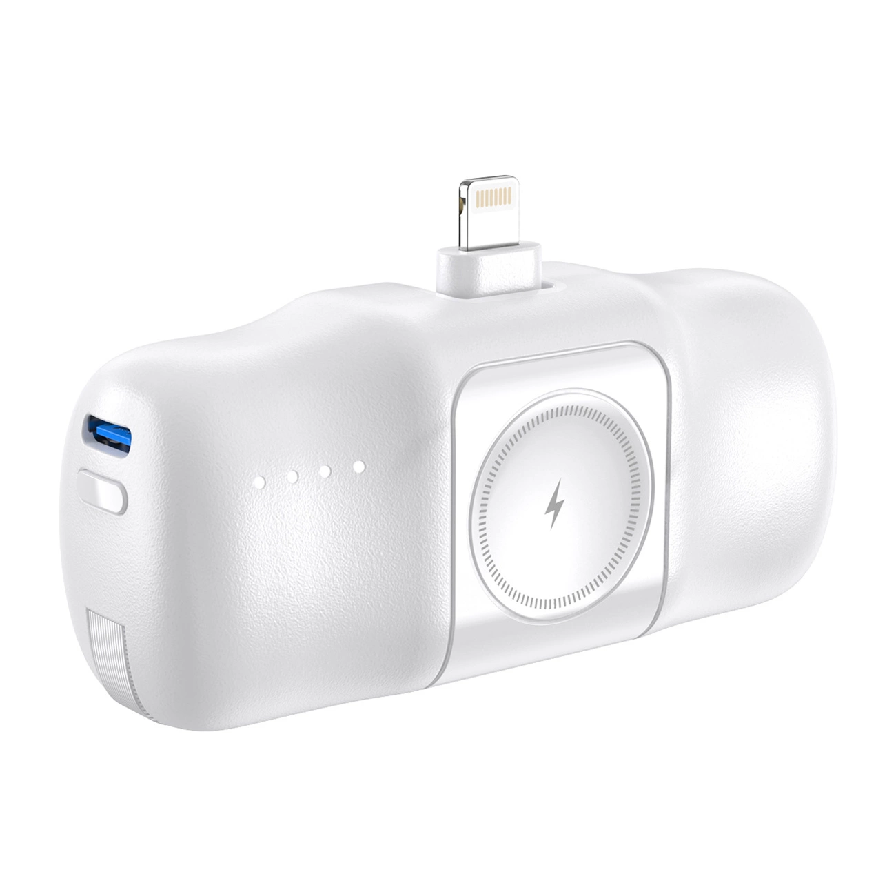 Wozinsky WF16-YLS 5000 mAh 15 W Lightning mini išorinė baterija su integruotu USB-C kabeliu ir Apple Watch įkrovikliu – balta - Image 4